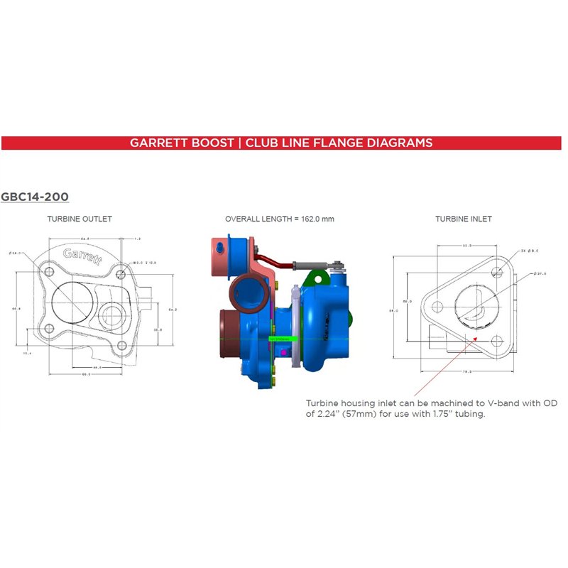 Garrett | GBC14-200 34mm Full Turbo - 0.45 A/R