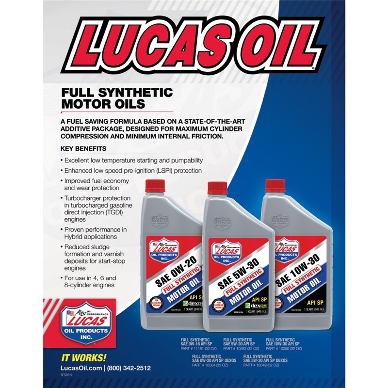 Lucas Oil | Synthetic SAE 0W-20 Motor Oil