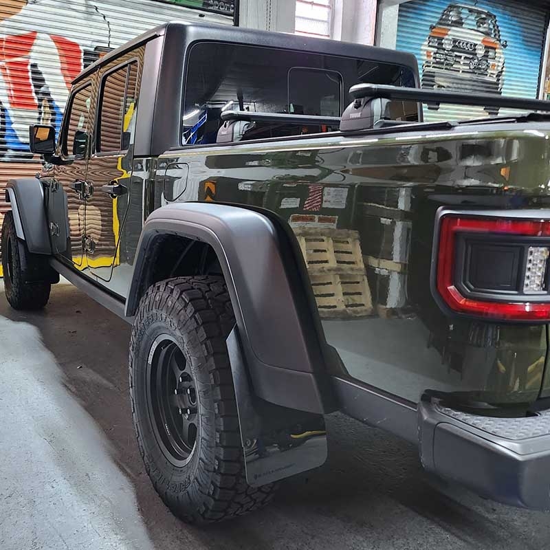 RallyArmor | Black UR Mud Flap Metallic Black Logo - Gladiator JT Mojave / Rubicon 2020-2025
