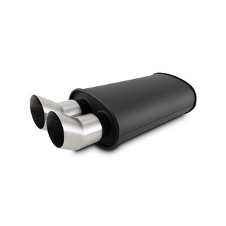 Vibrant | STREETPOWER Flat Black Oval Muffler with Dual Tips