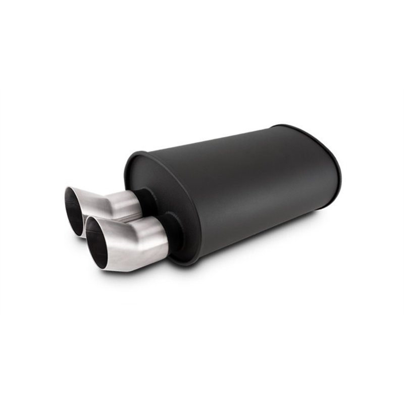 Vibrant | STREETPOWER Flat Black Oval Muffler with Dual Tips