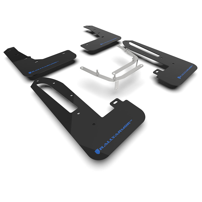 RallyArmor | Black UR Mud Flap Light Blue Logo - Civic Type R 2023-2025