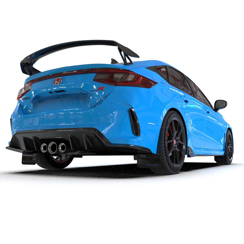 RallyArmor | Black UR Mud Flap Light Blue Logo - Civic Type R 2023-2025