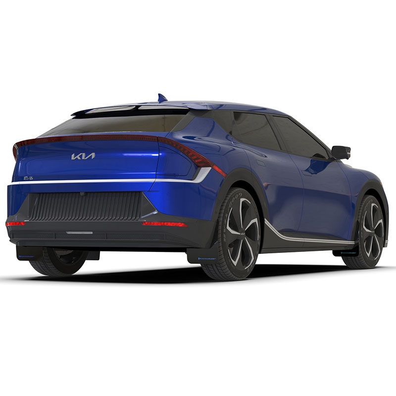 RallyArmor | Black UR Mud Flap Blue Logo - Kia EV6 2022-2024