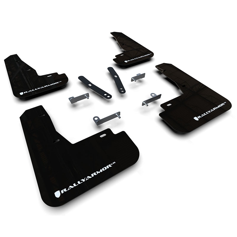 RallyArmor | Black UR Mud Flap White Logo - Kia EV6 2022-2024