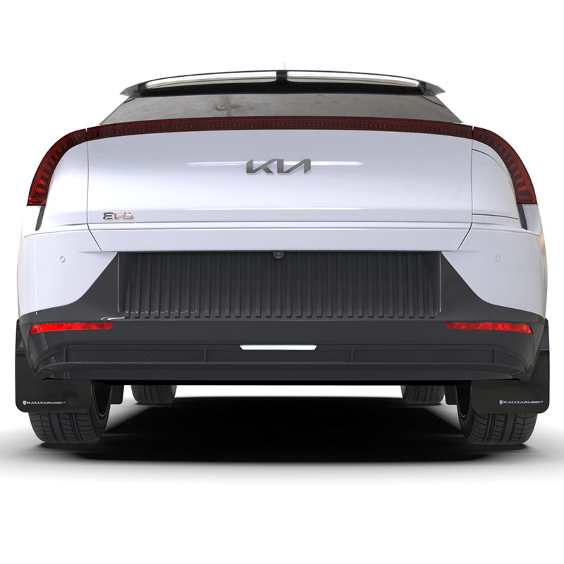 RallyArmor | Black UR Mud Flap White Logo - Kia EV6 2022-2024