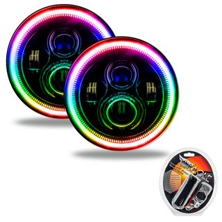 Oracle | 7 in. High Powered LED Headlights, Black Bezel, ColorSHIFT - Wrangler (JK) 3.6L / 3.8L 2007-2018