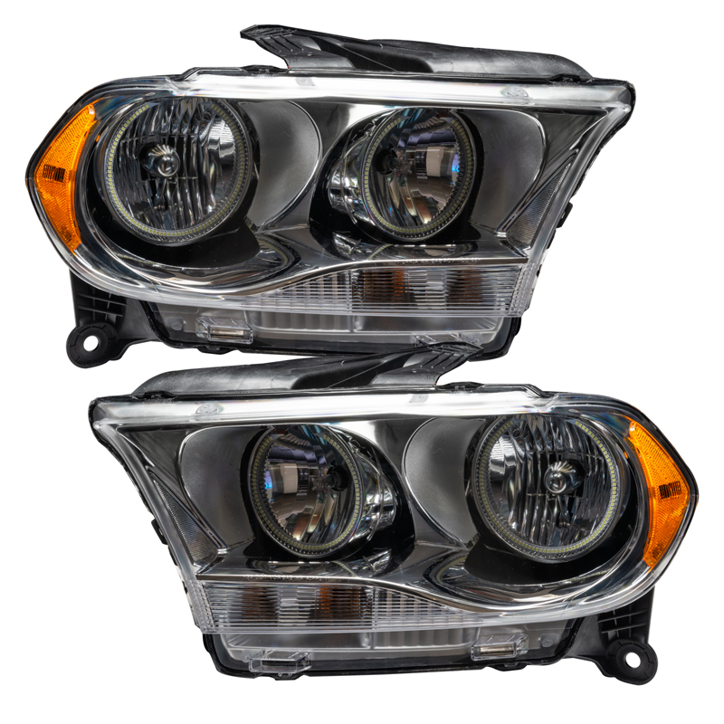 Oracle | SMD Pre-Assembled Headlights, Halogen, Chrome Bezel, ColorSHIFT 2.0 - Durango 3.6L / 5.7L 2011-2013