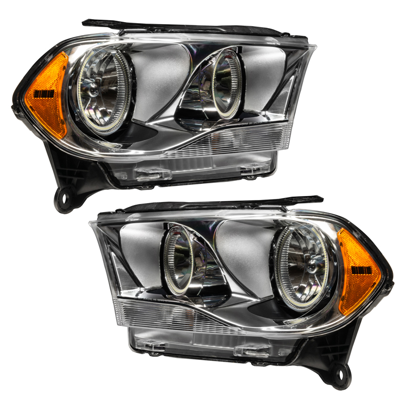 Oracle | SMD Pre-Assembled Headlights, Halogen, Chrome Bezel, ColorSHIFT 2.0 - Durango 3.6L / 5.7L 2011-2013