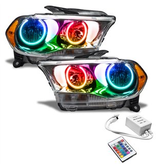 Oracle | SMD Pre-Assembled Headlights, Halogen, Chrome Bezel, ColorSHIFT - Simple - Durango 3.6L / 5.7L 2011-2013