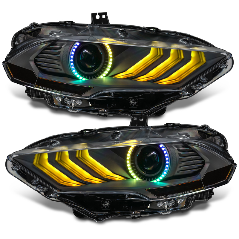 Oracle | 2018-2023 Ford Mustang Black Series Dynamic ColorSHIFT LED Headlights - Mustang 2.3T / 5.0L / 5.2L 2018-2023