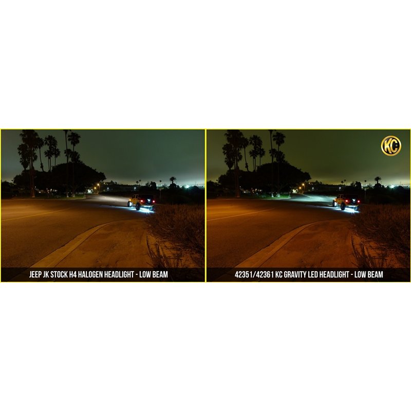 KC HiLiTES | Headlight Gravity LED 7in. DOT TJ/H4 (ea) - Wrangler 2.4L / 2.5L / 4.0L 1997-2006