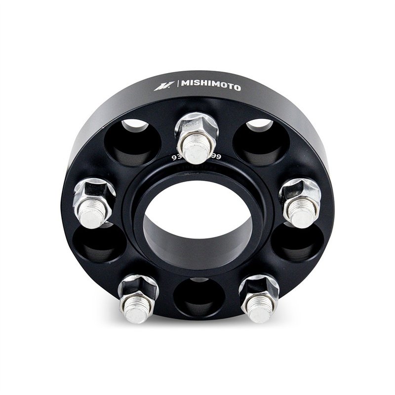 Mishimoto | Wheel Spacers, 5x114.3, 67.1 Center Bore, M12x1.5, 25mm Thick, Black - Hyundai / Kia / Mazda / Mitsubishi 1990-2017