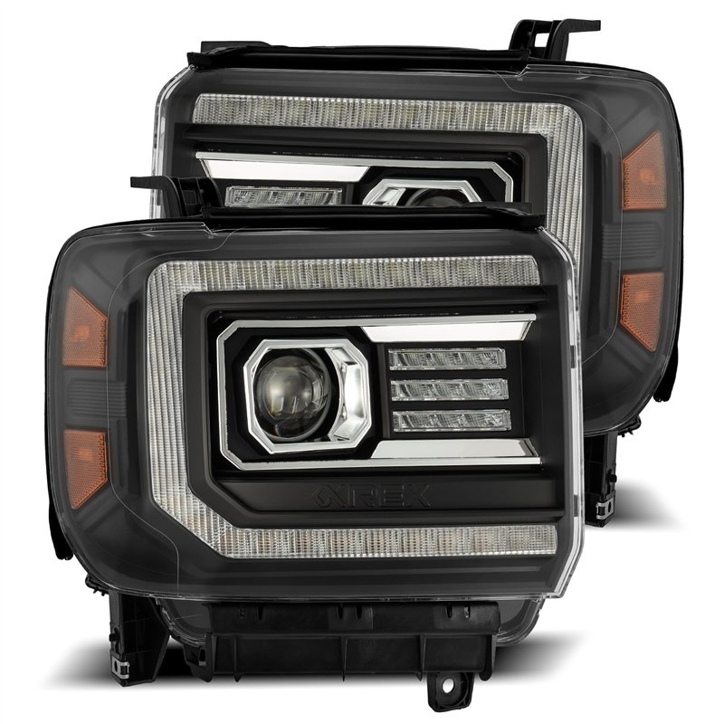 AlphaRex | Projector Headlights Black - Sierra 2500 HD / 3500 HD 6.0L / 6.6L 2015-2018