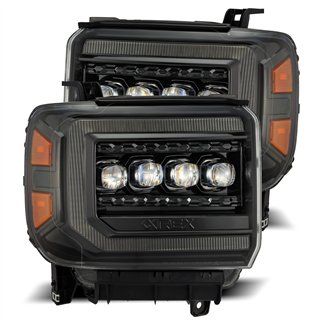 AlphaRex | LED Projector Headlights in Alpha-Black - Sierra 2500 HD / 3500 HD 6.0L / 6.6L 2015-2018