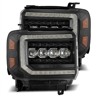AlphaRex | LED Projector Headlights in Black - Sierra 2500 HD / 3500 HD 6.0L / 6.6L 2015-2018