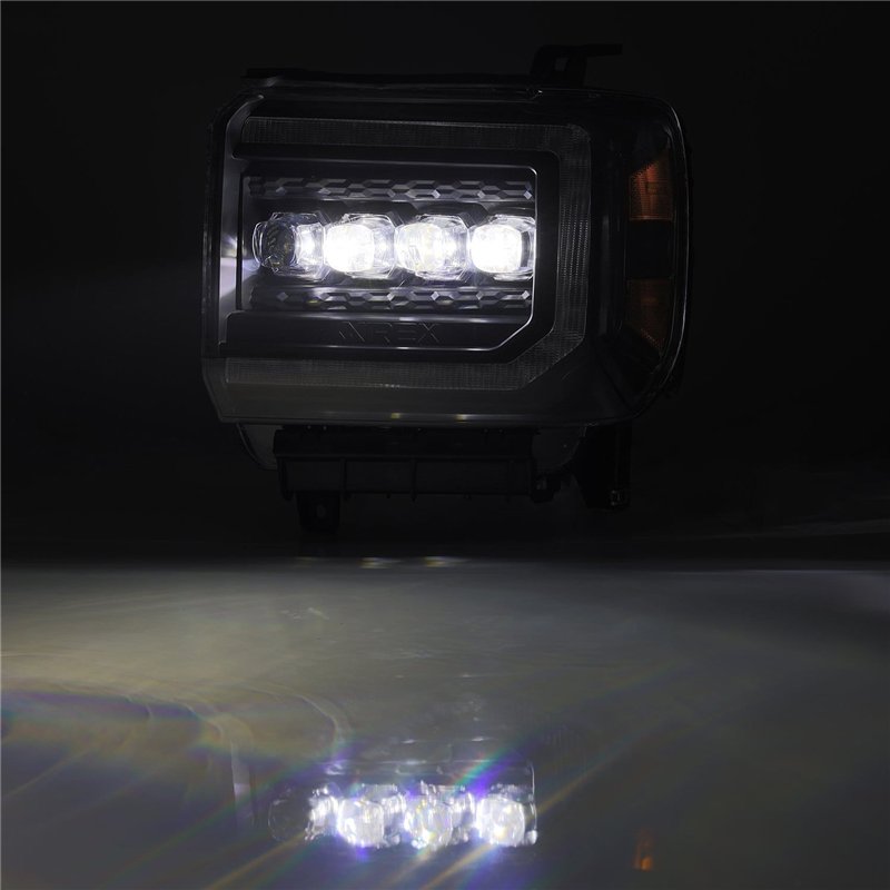 AlphaRex | LED Projector Headlights in Black - Sierra 2500 HD / 3500 HD 6.0L / 6.6L 2015-2018
