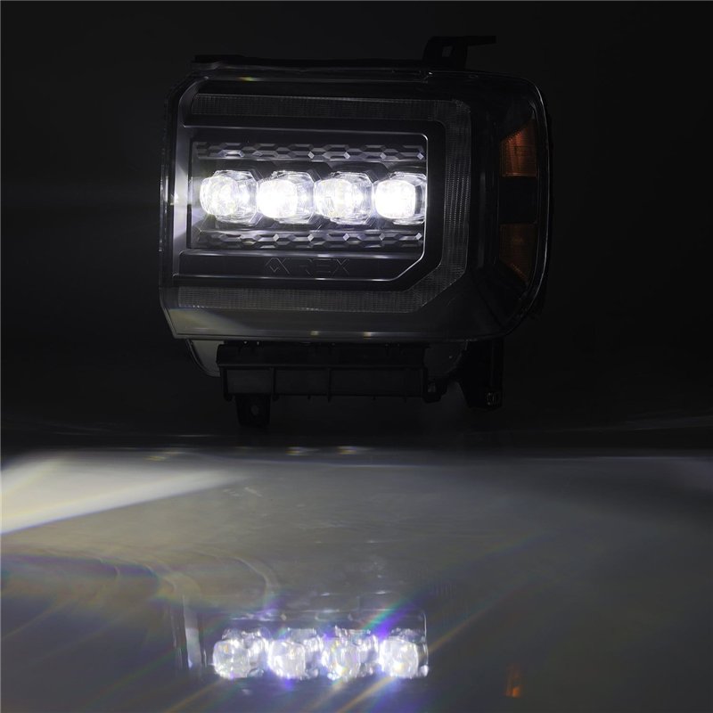 AlphaRex | LED Projector Headlights in Black - Sierra 2500 HD / 3500 HD 6.0L / 6.6L 2015-2018