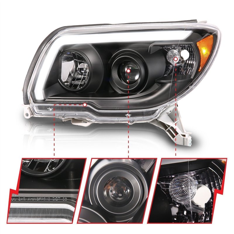 Anzo USA | LED Bar Projector Black Headlight - 4Runner 4.0L / 4.7L 2006-2009