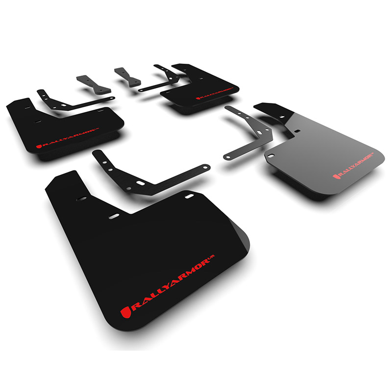 RallyArmor | Black UR Mud Flap Red Logo - Kona N-Line 2024-2025