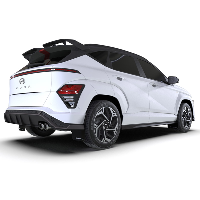 RallyArmor | Black UR Mud Flap White Logo - Kona N-Line 2024-2025