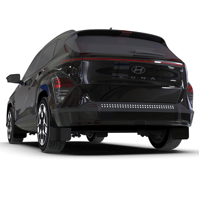 RallyArmor | Black UR Mud Flap Metallic Black Logo - Kona / Kona EV 2024-2025