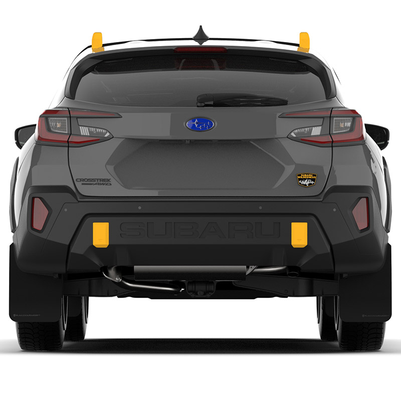 RallyArmor | Black UR Mud Flap Grey Logo - Crosstrek Wilderness 2024-2025