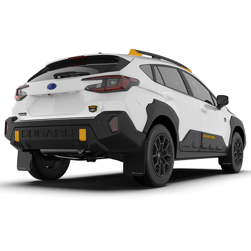 RallyArmor | Black UR Mud Flap White Logo - Crosstrek Wilderness 2024-2025