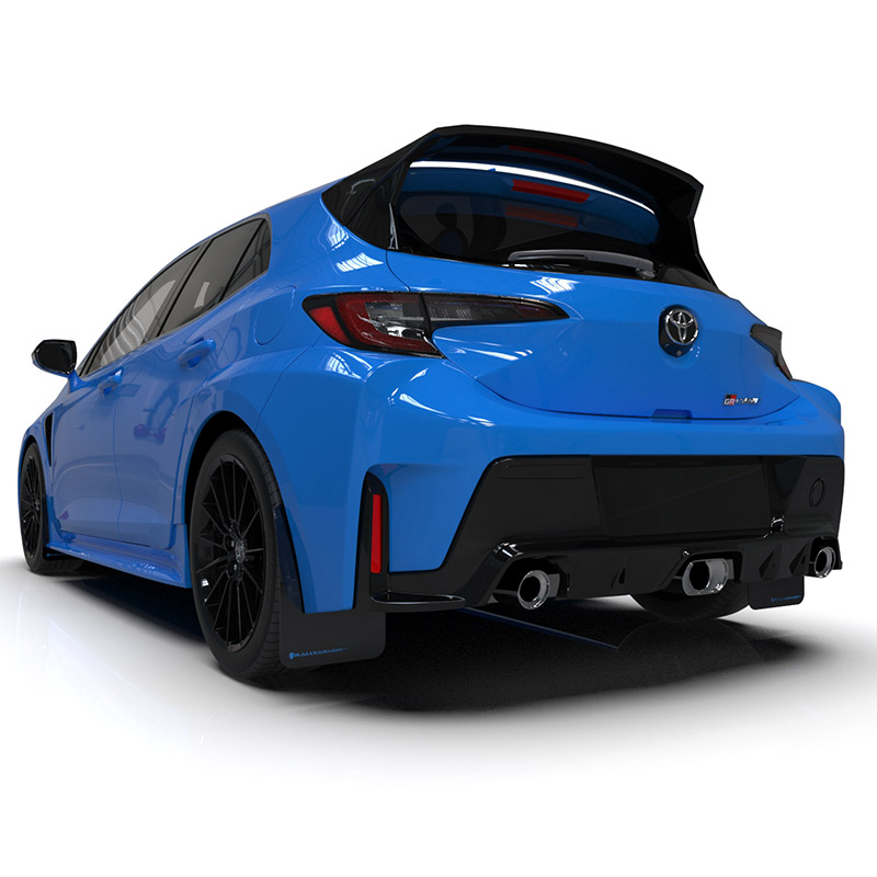 RallyArmor | Black UR Mud Flap Light Blue Logo - GR Corolla 2023-2025
