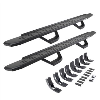 Go Rhino | 69604880PC - RB30 Running Boards with Mounting Brackets & 2 Pairs of Drop Steps Kit- Textured Black - Chevrolet / GMC