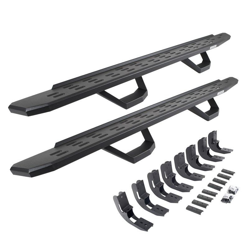 Go Rhino | 69604880PC - RB30 Running Boards with Mounting Brackets & 2 Pairs of Drop Steps Kit- Textured Black - Chevrolet / GMC