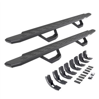 Go Rhino | 69604880T - RB30 Running Boards with Mounting Brackets & 2 Pairs of Drop Steps Kit- Protective Bedliner Coating - Che