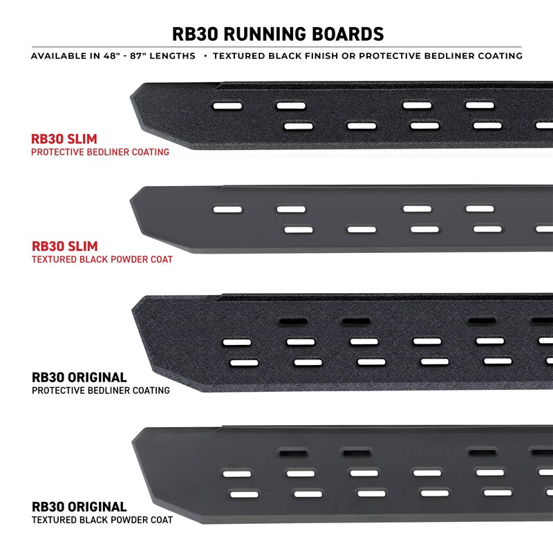 Go Rhino | 69605880SPC - RB30 Slim Line Running Boards with Mounting Bracket Kit - Textured Black - Chevrolet / GMC 2014-2019
