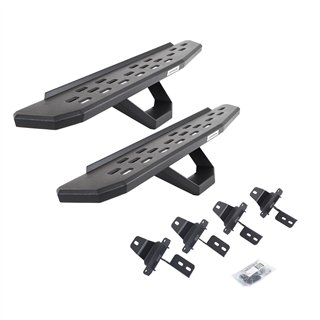 Go Rhino | 6969274810PC - RB30 Running Boards with Mounting Brackets & 2 Pairs of Drops Steps Kit - Textured Black - Wrangler (J
