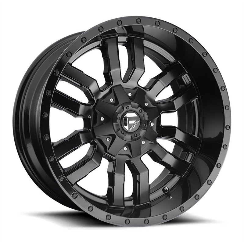 Fuel Off-Road | D596 SLEDGE 20x9.0 ET19 - MATTE BLACK GLOSS BLACK LIP