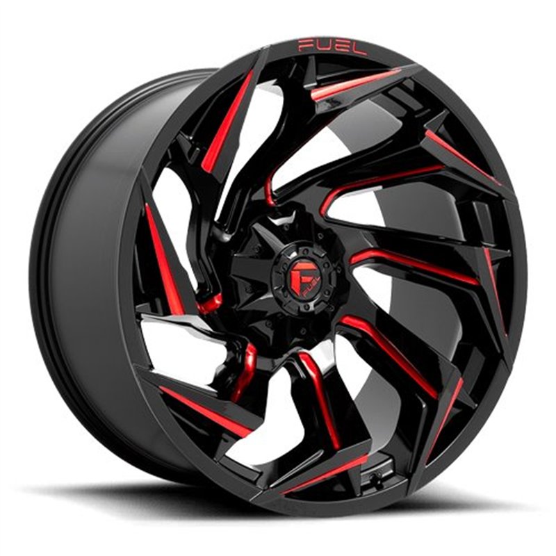 Fuel Off-Road | D755 REACTION 20x9.0 ET1 - GLOSS BLACK MILLED W/ RED TINT
