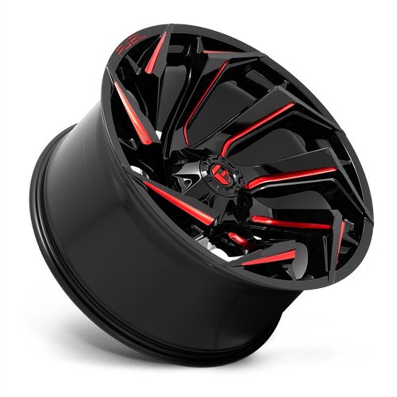 Fuel Off-Road | D755 REACTION 20x10.0 ET-18 - GLOSS BLACK MILLED W/ RED TINT