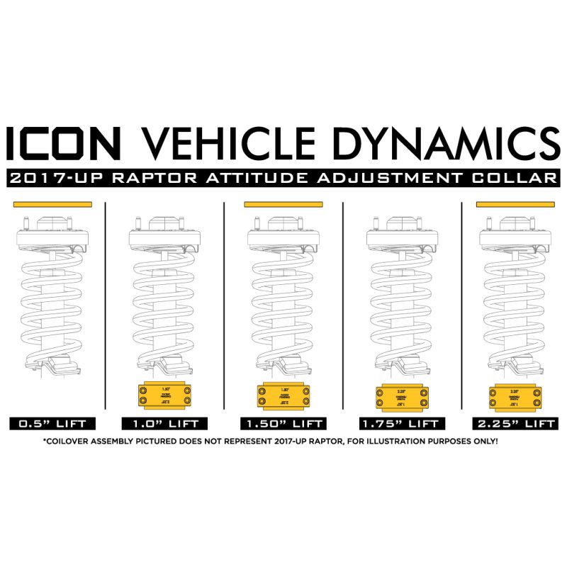 ICON Alloys | 17-20 Ford Raptor .5-2.25in Lift Adjustment Collar Front Leveling Kit