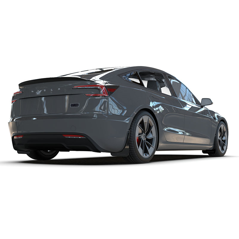 RallyArmor | Black UR Mud Flap Dark Grey Logo - Tesla Model 3 Highland / Performance 2024-2025