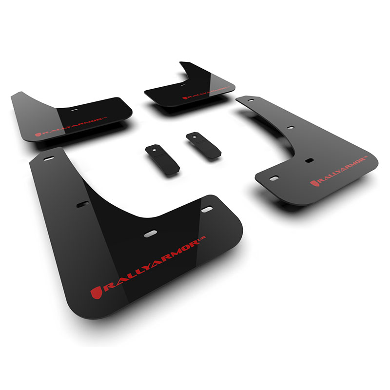 RallyArmor | Black UR Mud Flap Red Logo - Tesla Model 3 Highland / Performance 2024-2025