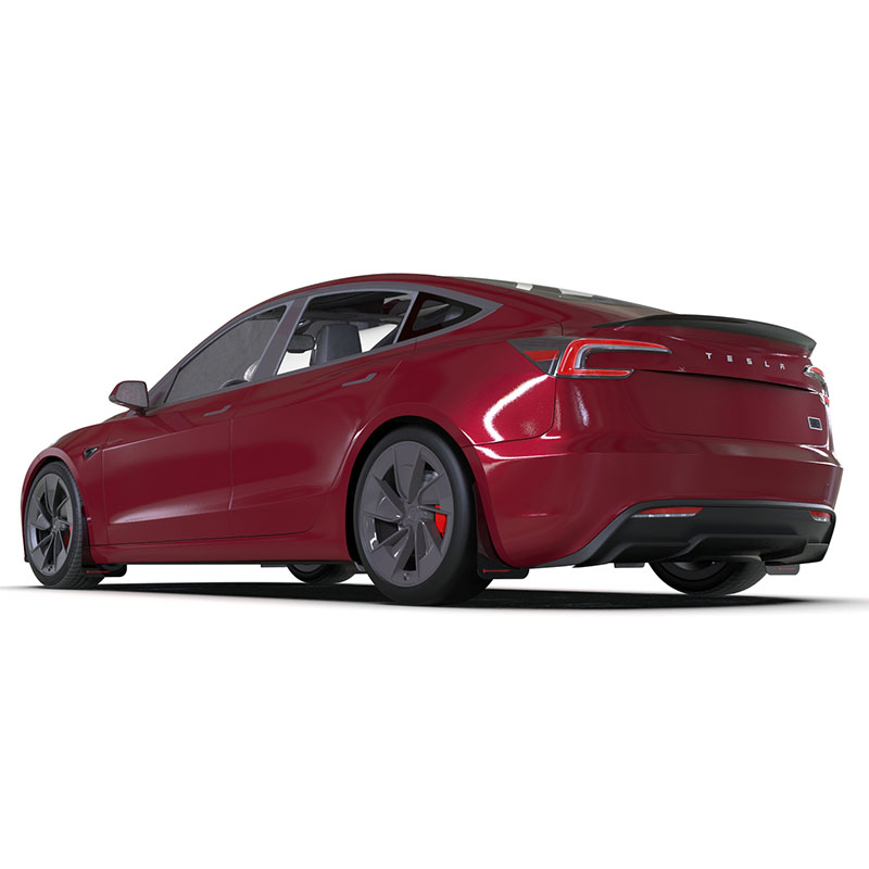 RallyArmor | Black UR Mud Flap Red Logo - Tesla Model 3 Highland / Performance 2024-2025