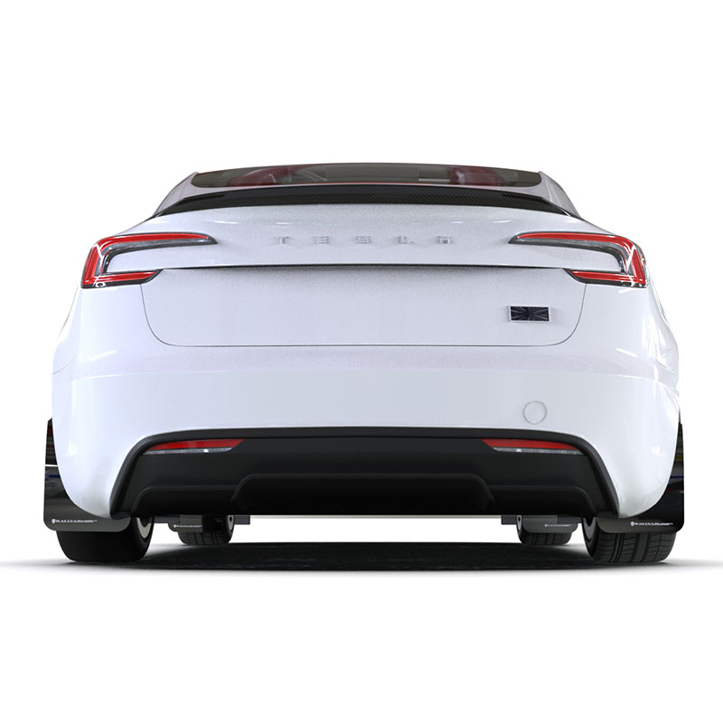 RallyArmor | Black UR Mud Flap White Logo - Tesla Model 3 Highland / Performance 2024-2025