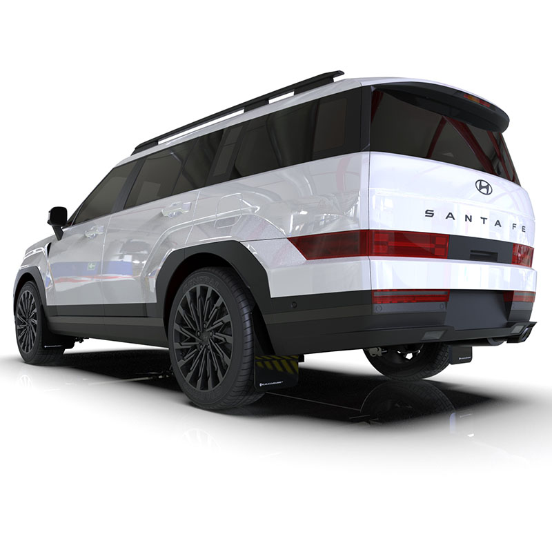 RallyArmor | Black UR Mud Flap White Logo - Santa Fe / XRT 2024-2025