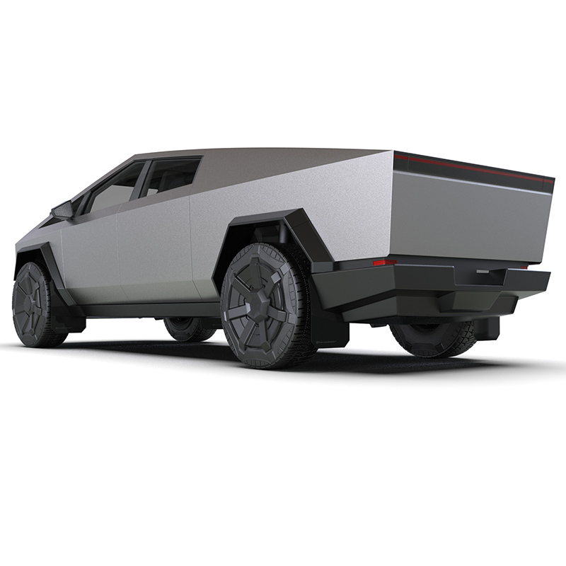 RallyArmor | Black UR Mud Flap Metallic Black Logo - Tesla Cybertruck 2024-2025