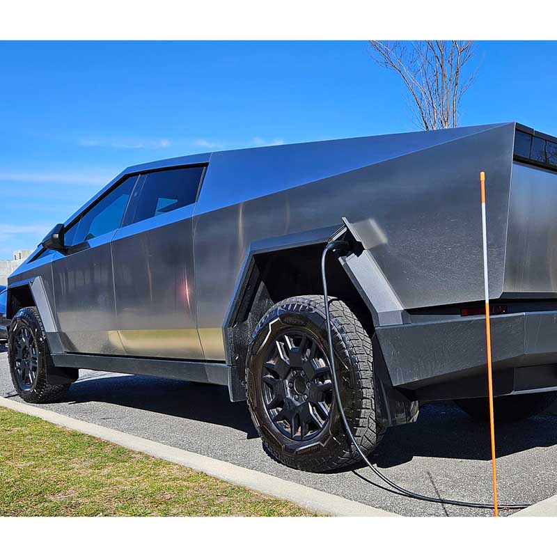 RallyArmor | Black UR Mud Flap Metallic Black Logo - Tesla Cybertruck 2024-2025