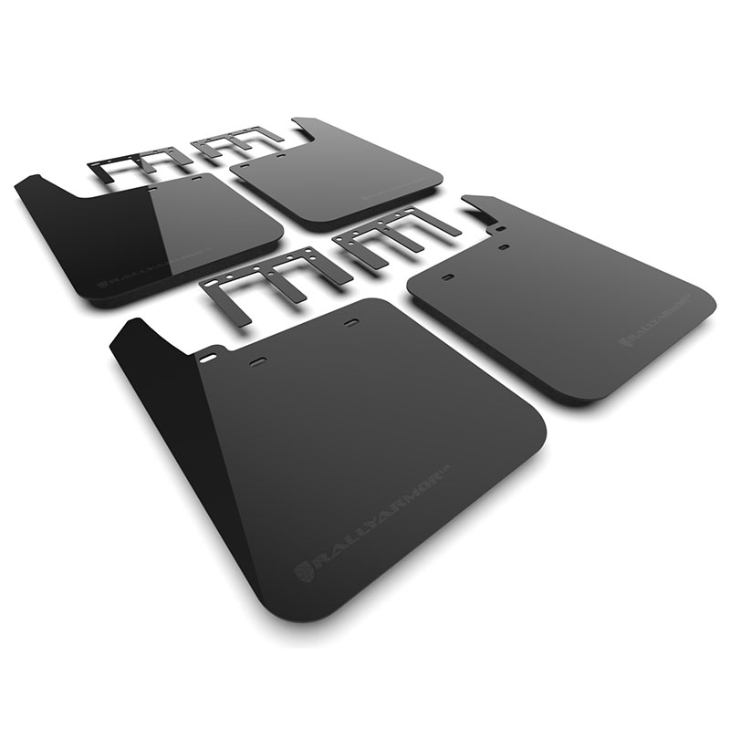 RallyArmor | Black UR Mud Flap Metallic Black Logo - Sierra 1500 AT4 2019-2025