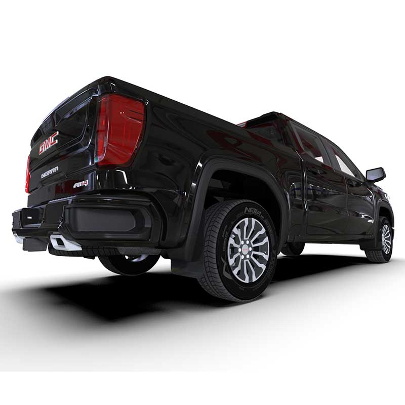 RallyArmor | Black UR Mud Flap Metallic Black Logo - Sierra 1500 AT4 2019-2025