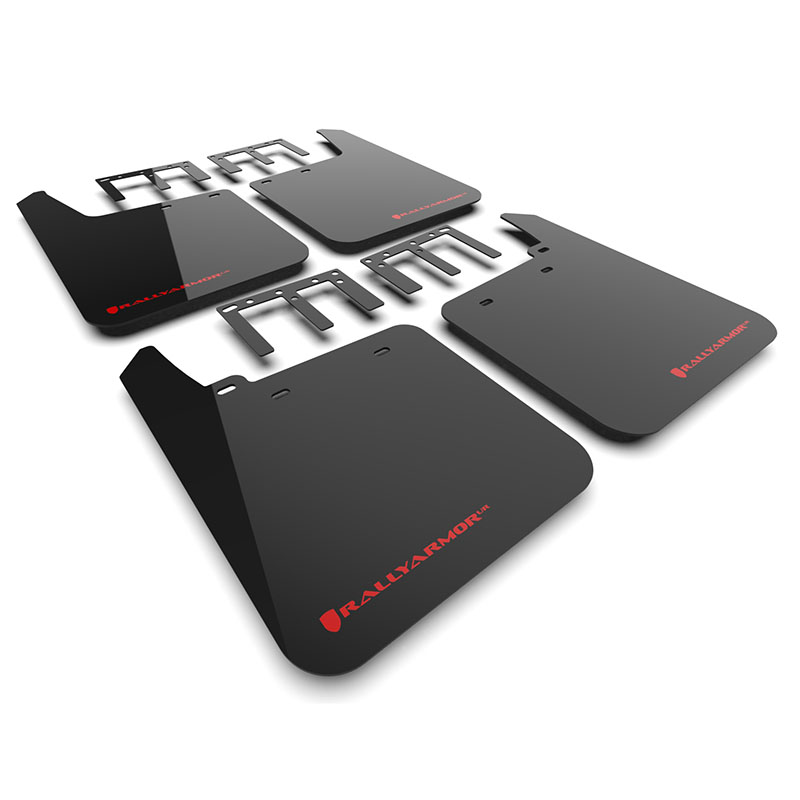 RallyArmor | Black UR Mud Flap Red Logo - Sierra 1500 AT4 2019-2025