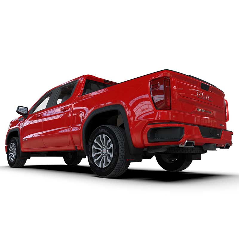 RallyArmor | Black UR Mud Flap Red Logo - Sierra 1500 AT4 2019-2025