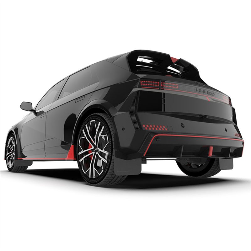 RallyArmor | Black UR Mud Flap Metallic Black Logo - Ioniq 5 N 2025